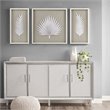 Pemberly Row 3-piece Palm Rice Paper Framed Shadow Box in Off White