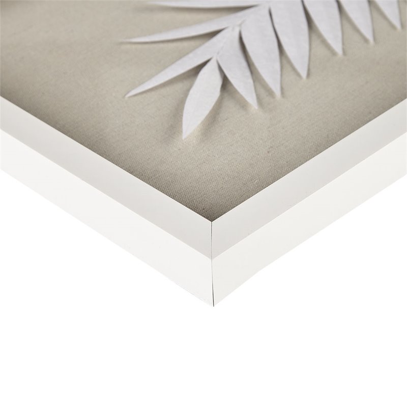 Pemberly Row 3-piece Palm Rice Paper Framed Shadow Box in Off White