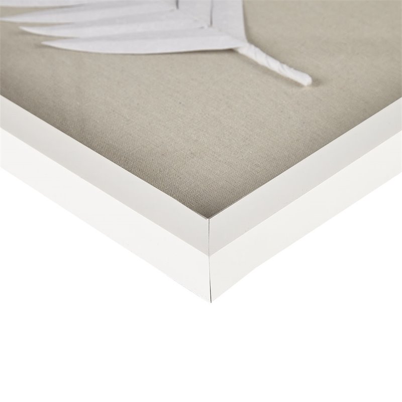 Pemberly Row 3-piece Palm Rice Paper Framed Shadow Box in Off White