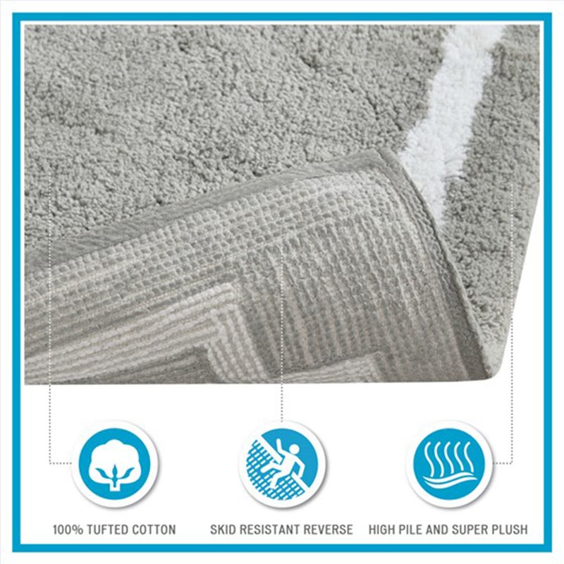 Pemberly Row 100 Percent Cotton Tufted Bath Rug in Blue Finish