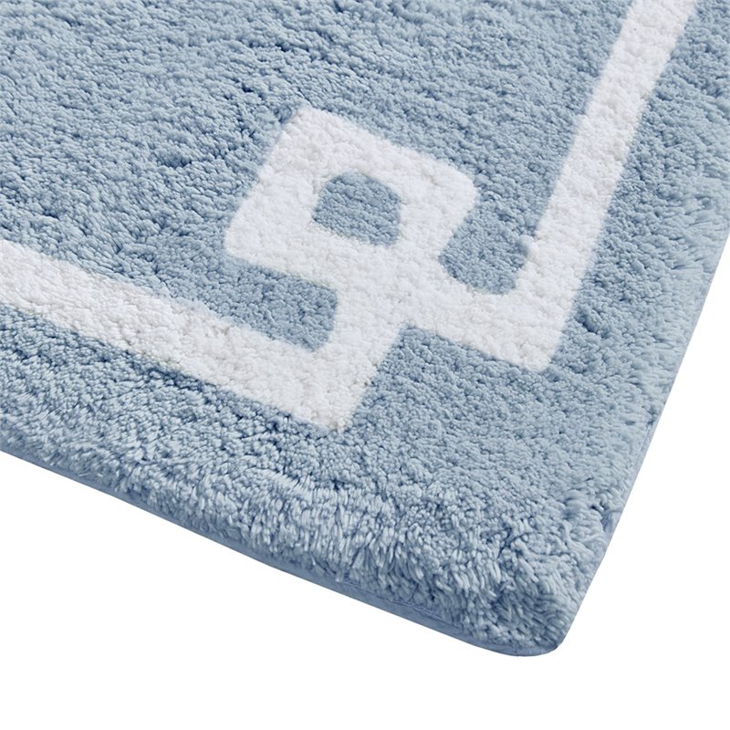 Pemberly Row 100 Percent Cotton Tufted Bath Rug in Blue Finish