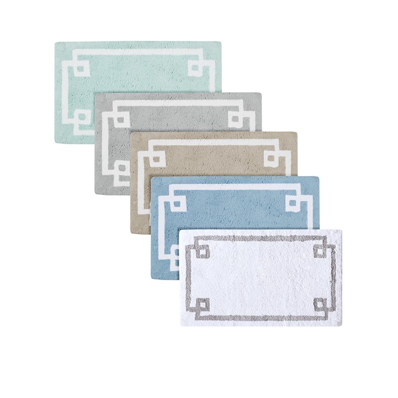 Pemberly Row 100 Percent Cotton Tufted Bath Rug in Blue Finish