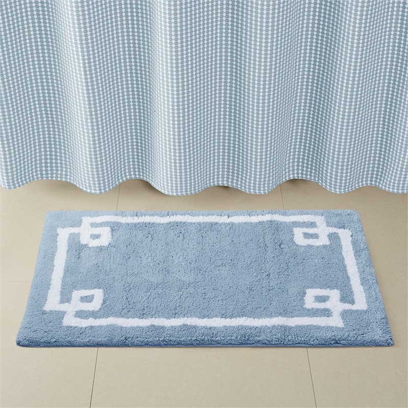 Pemberly Row 100 Percent Cotton Tufted Bath Rug in Blue Finish