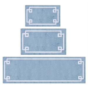 Pemberly Row 100 Percent Cotton Tufted Bath Rug in Blue Finish