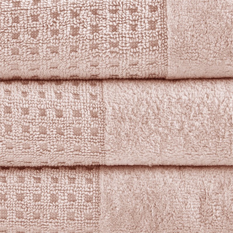 Pemberly Row Contemporary 6-Piece 100 Percent Cotton Towel Set in Pink