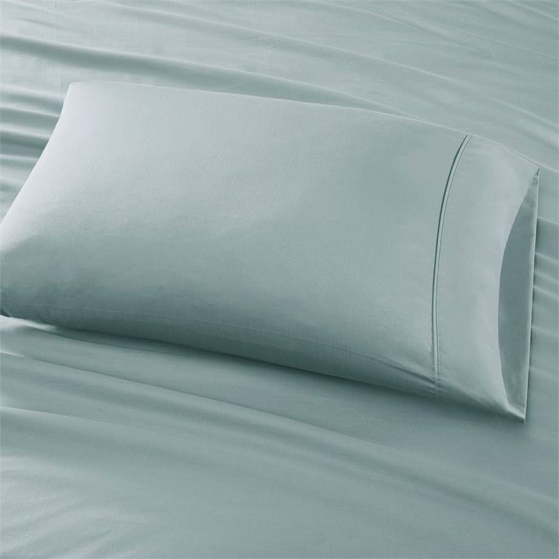 Pemberly Row 6-Piece Cotton Polyester Solid Sheet Set in Aqua Blue