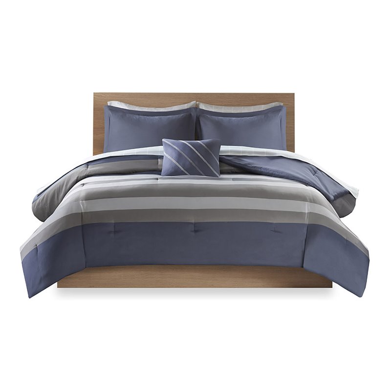 Pemberly Row 6-Piece Polyester Comforter and Sheet Set in Blue/Gray