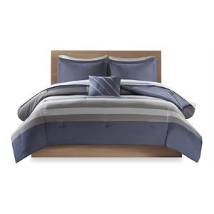 Pemberly Row 6-Piece Polyester Comforter and Sheet Set in Blue/Gray