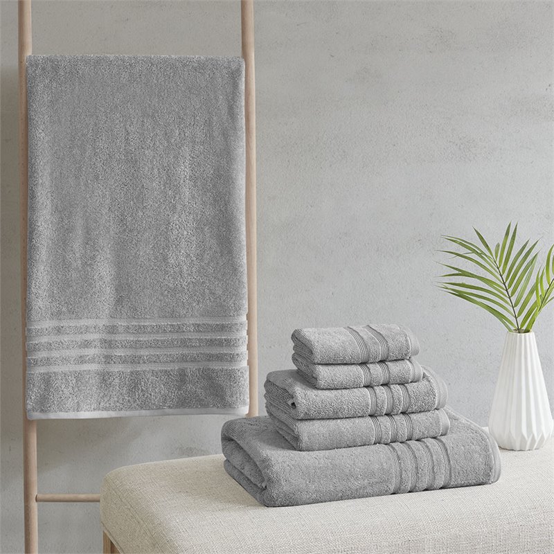 Pemberly Row 6-Piece Cotton Sustainable Blend Towel Set in Gray