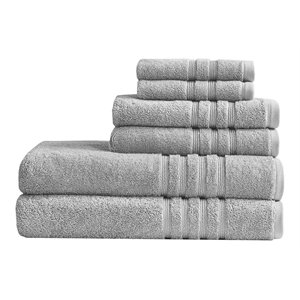 Pemberly Row 6-Piece Cotton Sustainable Blend Towel Set in Gray