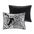 Pemberly Row Contemporary 7-Piece Cotton Printed Comforter Set in Black