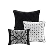 Pemberly Row Contemporary 7-Piece Cotton Printed Comforter Set in Black