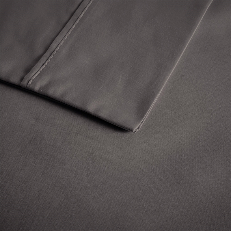 Pemberly Row 600 Thread Count Cooling Cotton Blend 4 PC Sheet Set in Charcoal