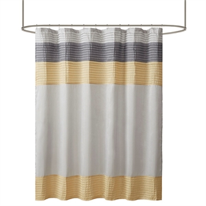 Pemberly Row Contemporary Faux Silk Shower Curtain in Yellow 72x72&quot