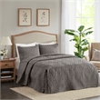 Pemberly Row 3-Piece Fabric Fitted Bedspread Set in Charcoal
