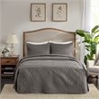 Pemberly Row 3-Piece Fabric Fitted Bedspread Set in Charcoal
