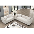 Pemberly Row 2-Piece Living Room Furniture Velvet Sofa+Loveseat Set-Half white