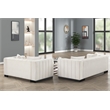 Pemberly Row 2-Piece Living Room Furniture Velvet Sofa+Loveseat Set-Half white