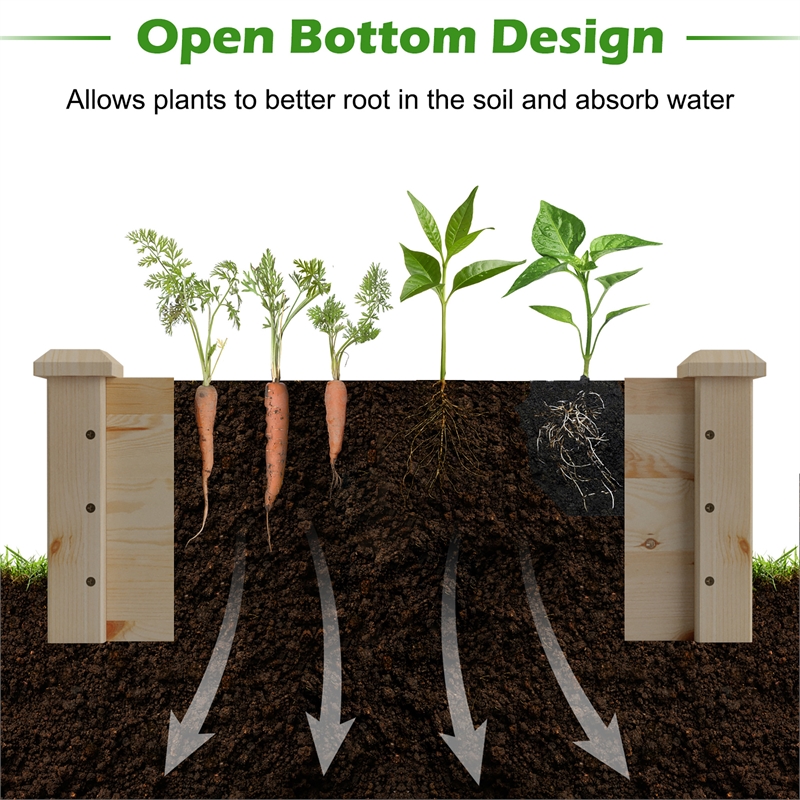 Pemberly Row Wooden Vegetable Raised Garden Bed Patio Grow Flowers Planter