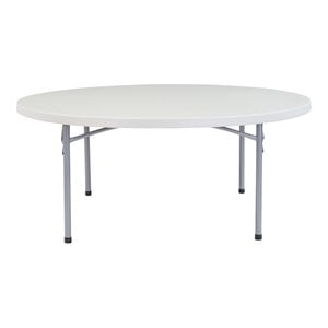 Pemberly Row 71&quot Round Plastic Heavy Duty Folding Table in Speckled Gray