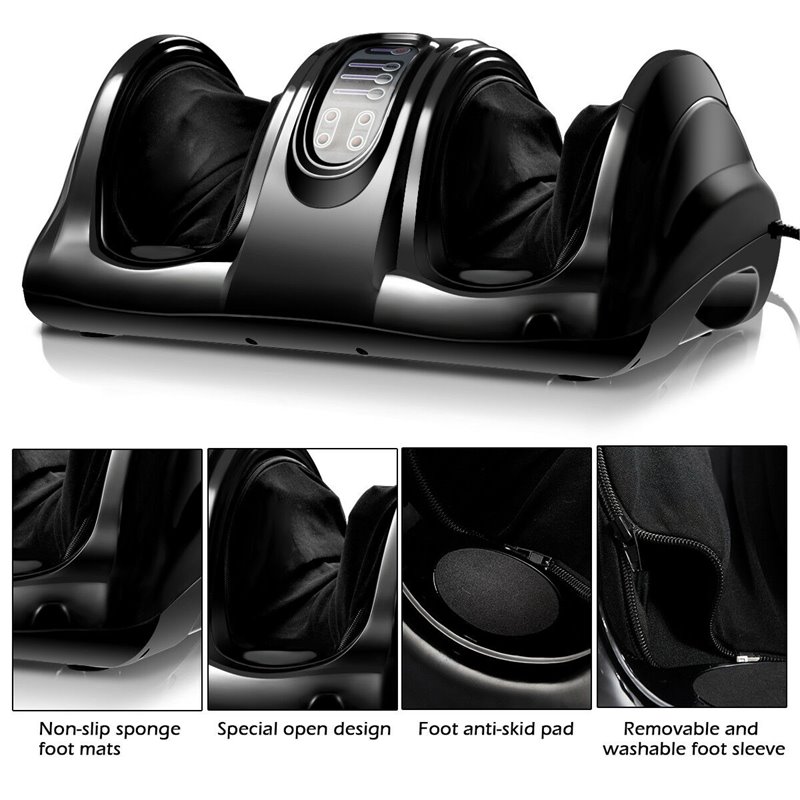 Pemberly Row ABS and Fabric Shiatsu Foot Massager with Remote Control in Black