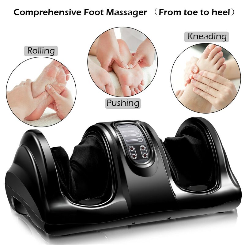 Pemberly Row ABS and Fabric Shiatsu Foot Massager with Remote Control in Black