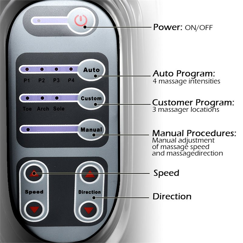 Pemberly Row ABS and Fabric Shiatsu Foot Massager with Remote Control in Black