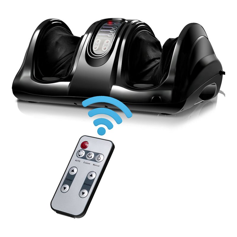 Pemberly Row ABS & Fabric Shiatsu Foot Massager w/ Remote Control in Black