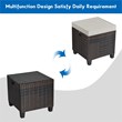 Pemberly Row 4 Pieces Rattan Outdoor Patio Ottoman with Cushion Seat in Brown
