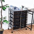 Pemberly Row Scrapbook Paper Rolling Storage Cart with 15 Drawers in Black