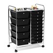 Pemberly Row Scrapbook Paper Rolling Storage Cart with 15 Drawers in Black