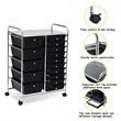 Pemberly Row Scrapbook Paper Rolling Storage Cart with 15 Drawers in Black
