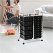 Pemberly Row Scrapbook Paper Rolling Storage Cart with 15 Drawers in Black