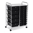 Pemberly Row Scrapbook Paper Rolling Storage Cart with 15 Drawers in Black