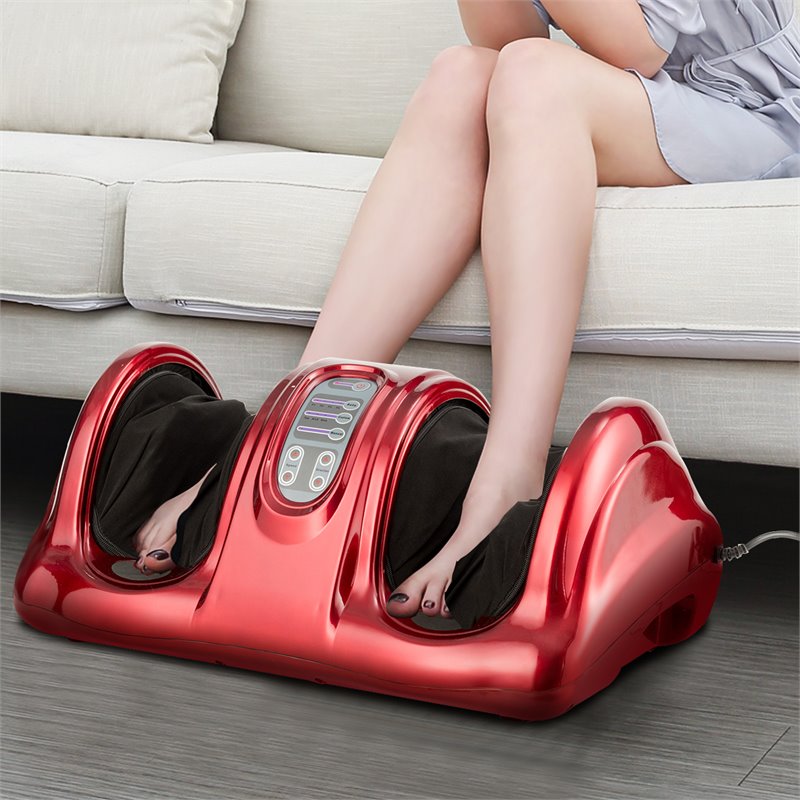 Pemberly Row ABS and Fabric Shiatsu Foot Massager with Remote Control in Red
