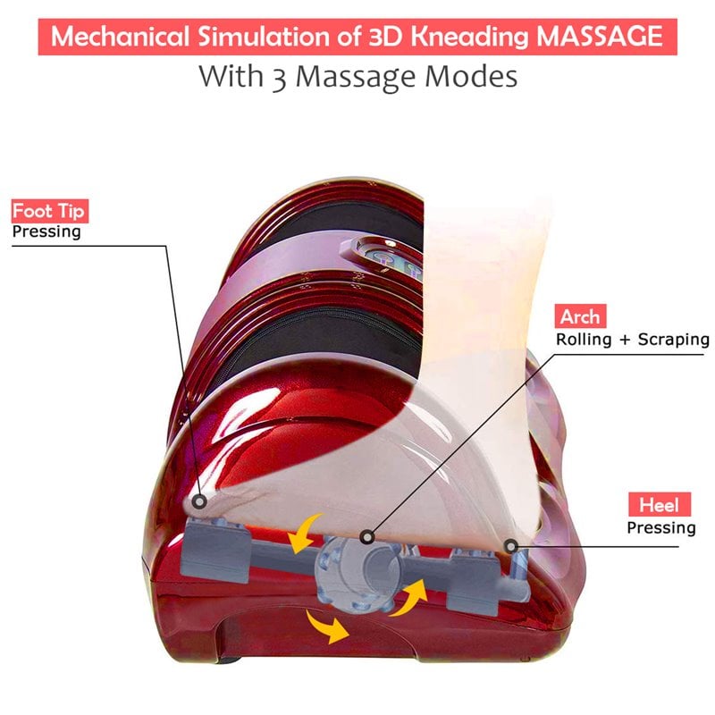 Pemberly Row ABS and Fabric Shiatsu Foot Massager with Remote Control in Red