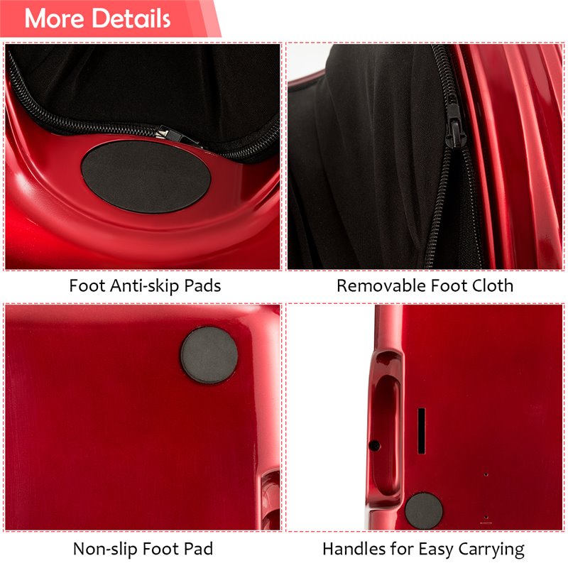 Pemberly Row ABS and Fabric Shiatsu Foot Massager with Remote Control in Red