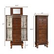 Pemberly Row MDF and Glass Jewelry Cabinet with 2 Swing-out Doors in Brown