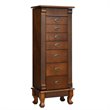Pemberly Row MDF and Glass Jewelry Cabinet with 2 Swing-out Doors in Brown