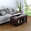 Pemberly Row Solid Wood Lift Top Coffee Table with Storage Shelves in Brown