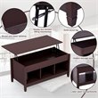 Pemberly Row Solid Wood Lift Top Coffee Table with Storage Shelves in Brown
