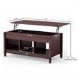 Pemberly Row Solid Wood Lift Top Coffee Table with Storage Shelves in Brown