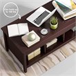 Pemberly Row Solid Wood Lift Top Coffee Table with Storage Shelves in Brown