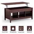 Pemberly Row Solid Wood Lift Top Coffee Table with Storage Shelves in Brown