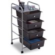 Pemberly Row 4-drawer Contemporary PP and Steel Rolling Storage Cart in Black