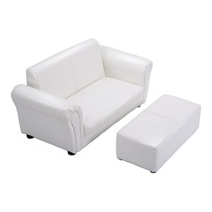 Pemberly Row 16&quot Contemporary Polyurethane Kids Sofa Armrest Chair in White