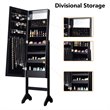 Pemberly Row MDF Board Mirrored Jewelry Cabinet w/ 18 LED Lights in Black Finish