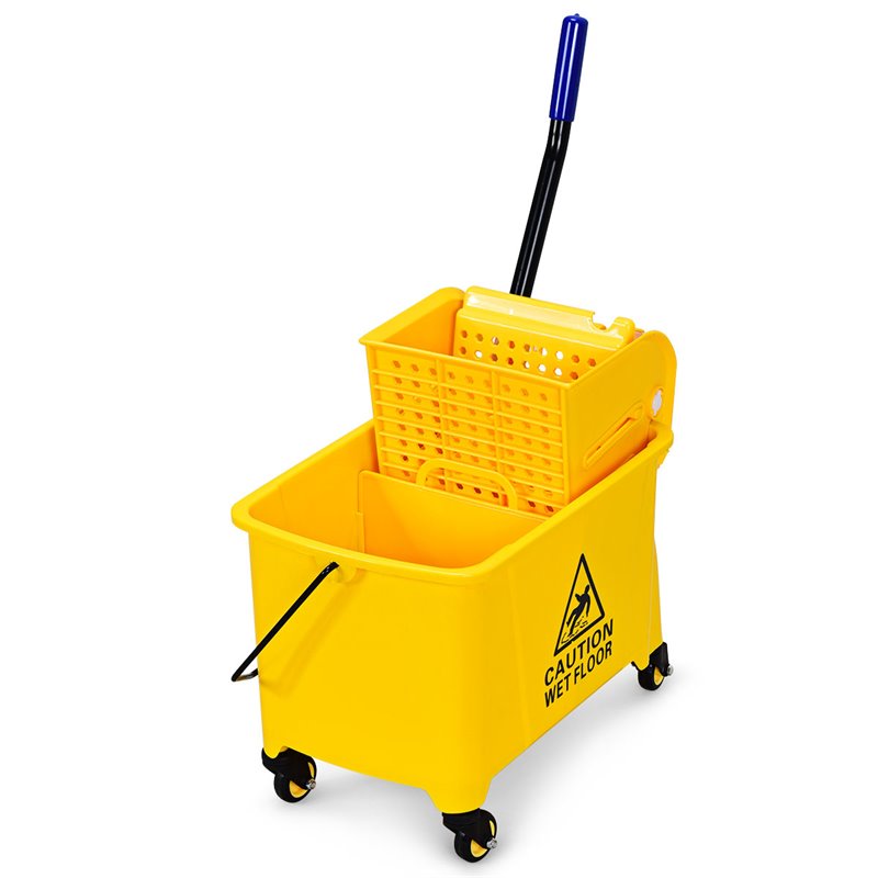 Pemberly Row PP and Iron Cleaning Wringer with Swivel Wheels in Yellow/Blue