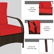 Pemberly Row 3-piece Rattan Patio Furniture Set with Red Cushion in Mix Brown