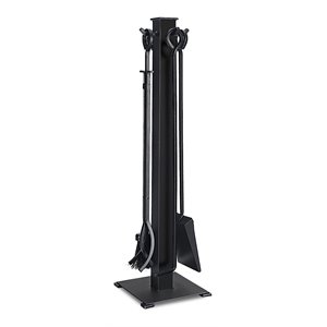 Pemberly Row 5-piece Contemporary Solid Steel Fireplace Tool Set in Black